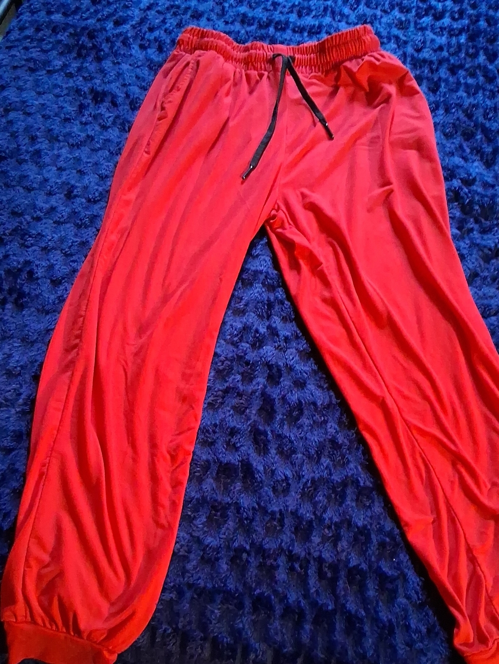 Womens  Red Elastic-Waist Jogger Pants